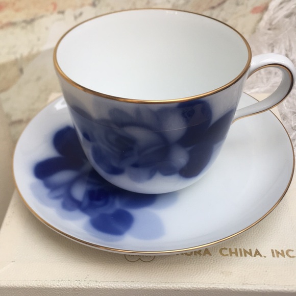 Okura China Other - Okura China Fine Porcelain Art Blue Rose Cup Set